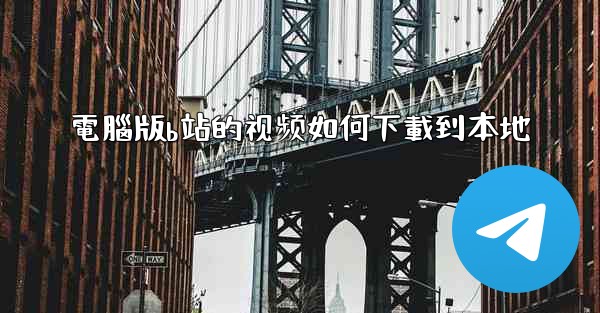 電腦版b站的视频如何下載到本地